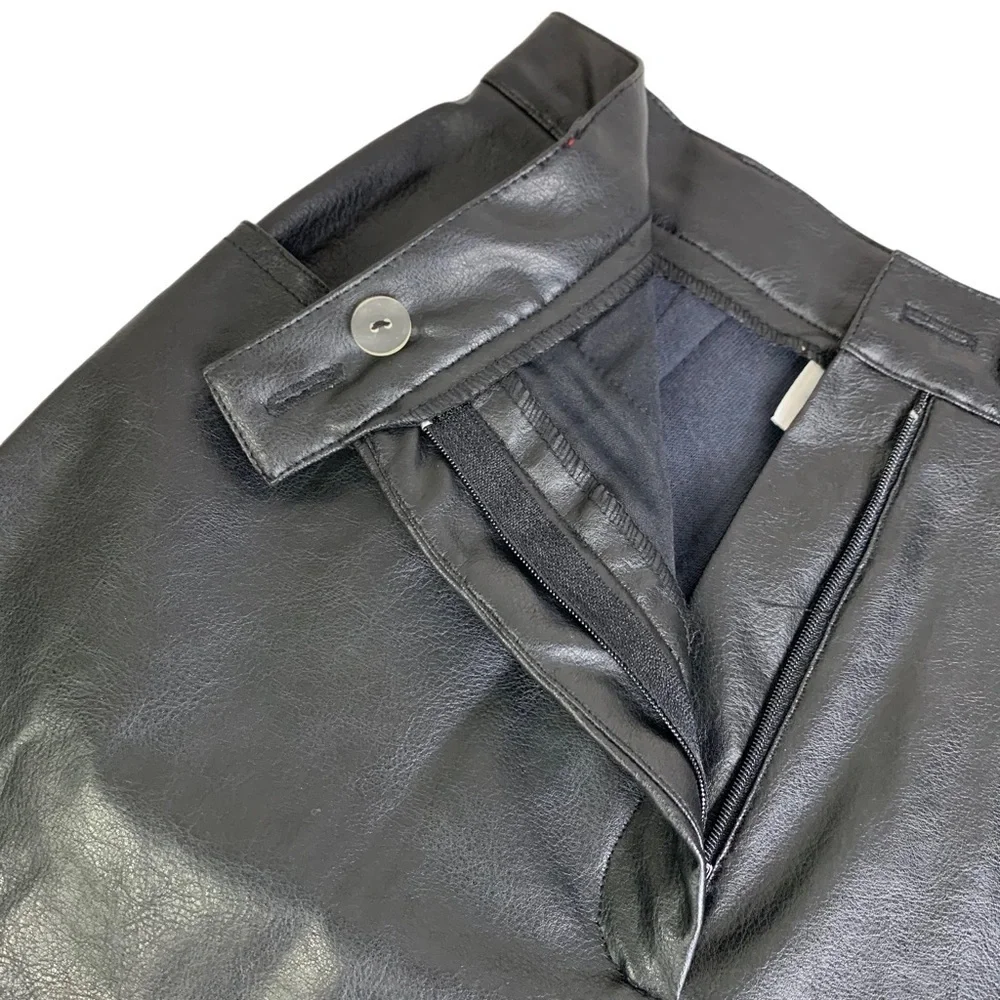Conrad C Women’s High Waist Black Faux Leather Straight Leg Size 4 Petite New